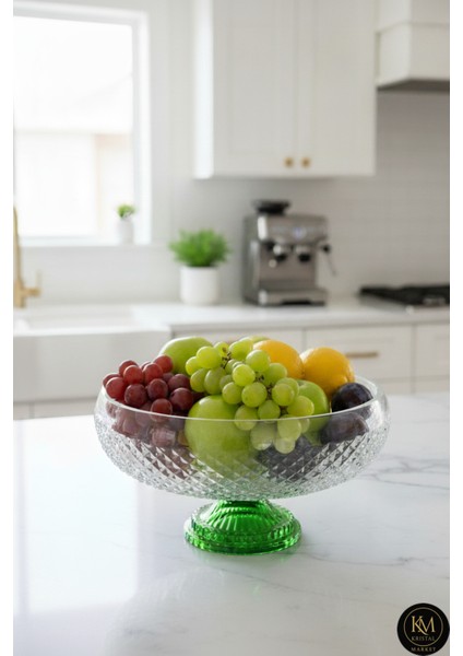 Kesme Kristal Dekor Karizma 28 cm Ayaklı Kase