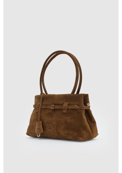 Suvea Vizon Süet Hakiki Deri Omuz Çantası