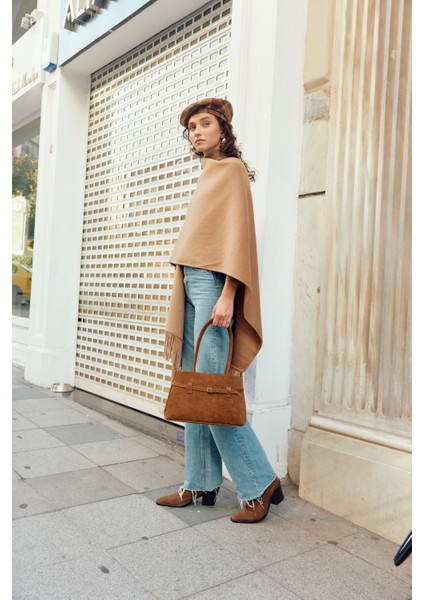 Suvea Vizon Süet Hakiki Deri Omuz Çantası modelleri