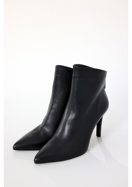 Siyah Arkadan Fermuarlı Sivri Burun Bot 25408 fiyatları