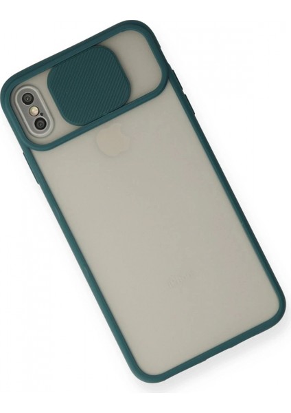 iPhone Xs Max Kılıf Palm Buzlu Kamera Sürgülü Silikon - Yeşil (K95) modelleri