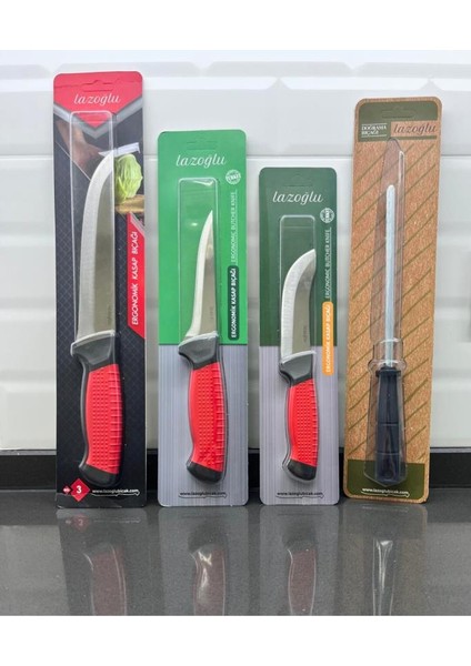 4 Parça Kurban Bıçak Seti Profesyonel Kasap Bıçağı Sıyırma Yüzme Masat