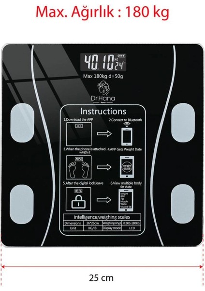 Dijital Baskül Yağ Su Kas Vücut Kitle Endeksi Kilo Ölçer Tartı fırsatları