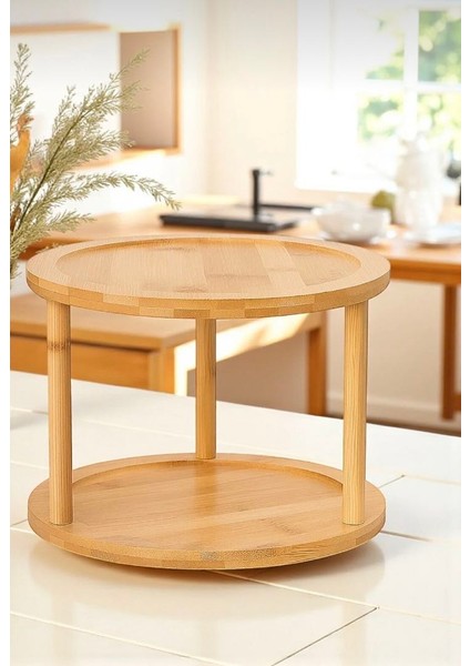 Akasya Iki Katlı Dekoratif Sunum Standı Baharatlı Standı Organizer