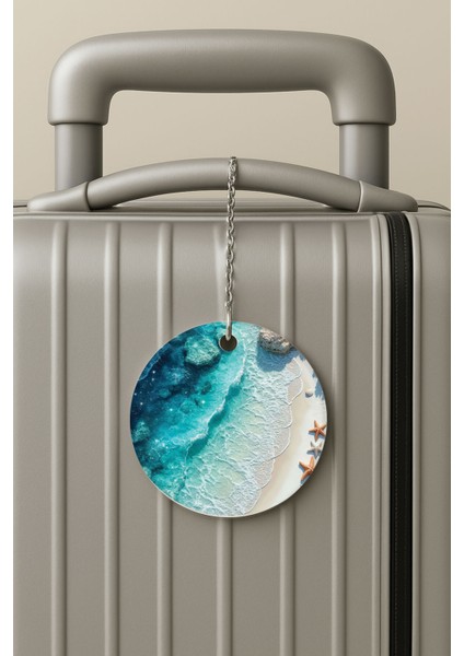 Pleksi Zincirli Bavul Etiketi Seyahat Tatil Için Tasarım Valiz Etiketi Mustique Adası