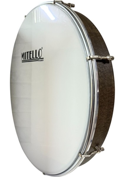 Mitello Bendir 46 cm Ceviz Ağacı Kılıflı Dıştan Akortlu Beyaz Film Profesyonel