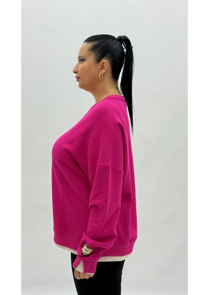 Büyük Beden Pamuklu Uzun Kollu Oversize Kadın Sweat modelleri