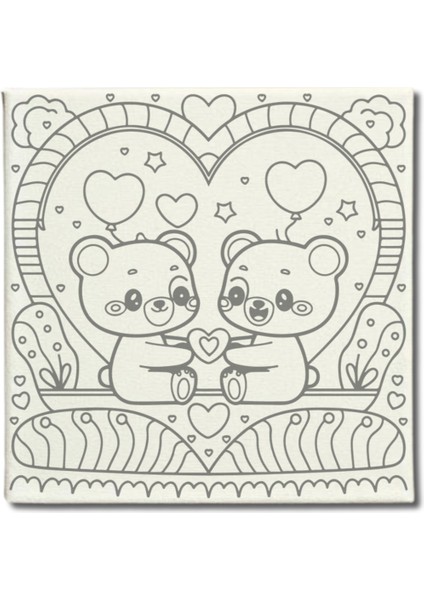 Okul Etkinliği 20X20 Resimli Tuval Çocuk Boyama Seti-Model-20 Resimli 3 Boya 1 Fırça fiyatları