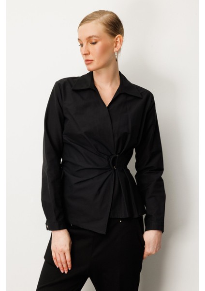 Kruvaze Yaka Önü Tokalı Bluz Ekol fiyatları