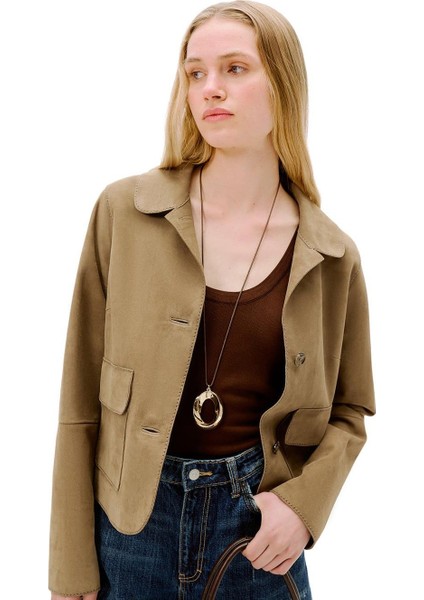 Limited Edition Kadın Vizon Süet Kısa Ceket modelleri