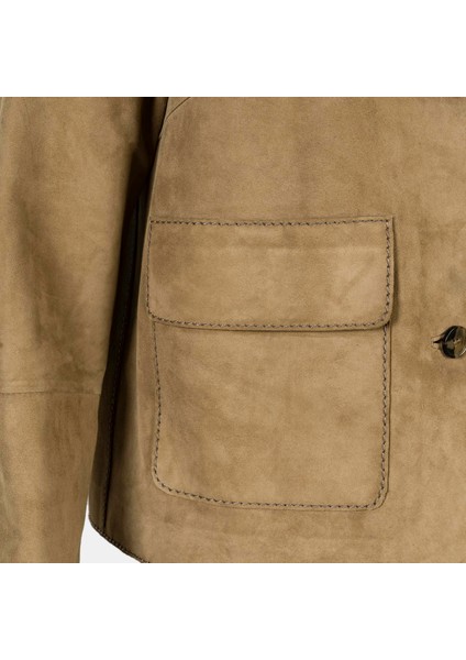 Limited Edition Kadın Vizon Süet Kısa Ceket