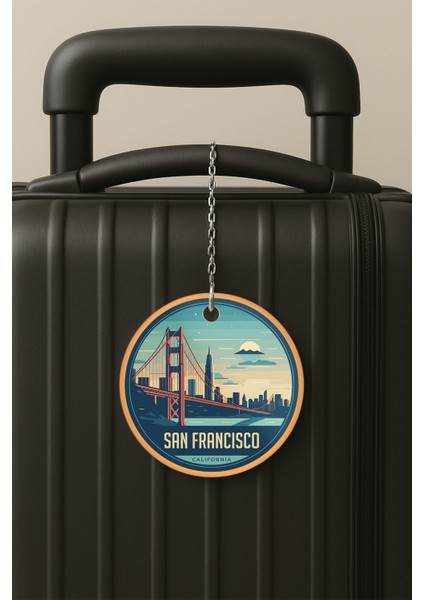 San Francisco Desenli Uv Baskılı Pleksi Bavul Etiketi Seyahat Tatil Valiz Etiketi