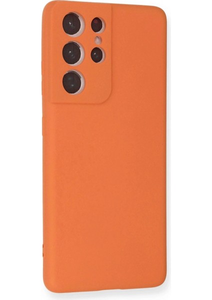 Samsung Galaxy S21 Ultra Kılıf Nano Içi Kadife Silikon - Turuncu (K95) fiyatları