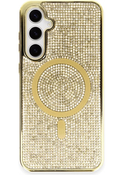 Samsung Galaxy S23 Kılıf Diamond Magsafe Kapak - Gold (K95)