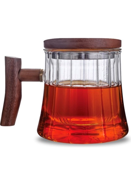 Norlen Borosilikat Cam Akasya Kapaklı Bitki Çayı Demleme Kupası – Isıya Dayanıklı Cam Demlik 400 ml