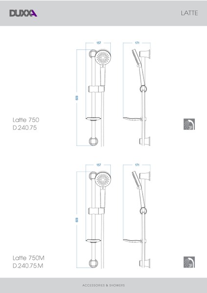Latte 600 Sürgülü Duş Seti Krom D.240.6 fırsatları