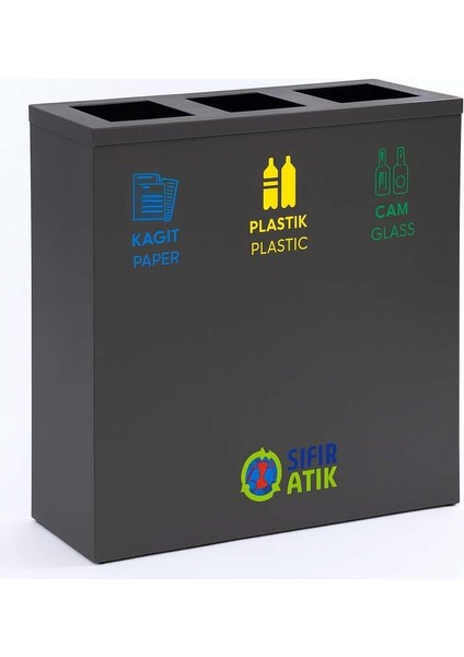 Üstüner Geri Dönüşüm Kutusu 3lü Iç Kovalı 30*70*90CM