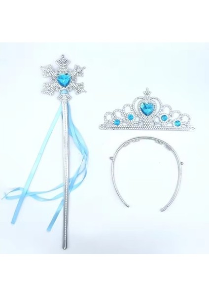 Karlar Ülkesi Elsa Mavi Kalp Tacı ve Kar Temalı Asa Seti fiyatları