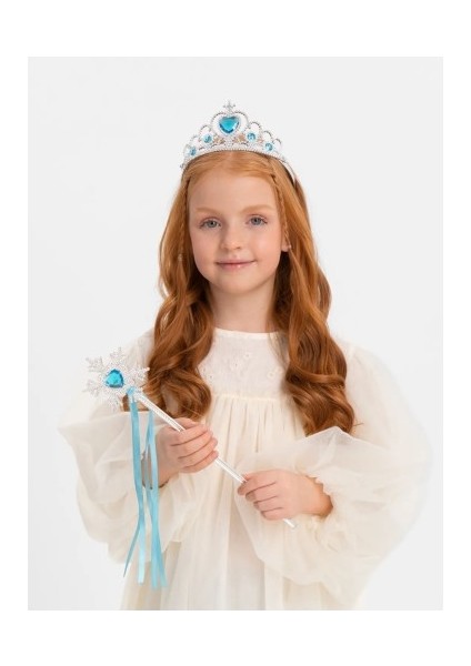 Karlar Ülkesi Elsa Mavi Kalp Tacı ve Kar Temalı Asa Seti indirimleri