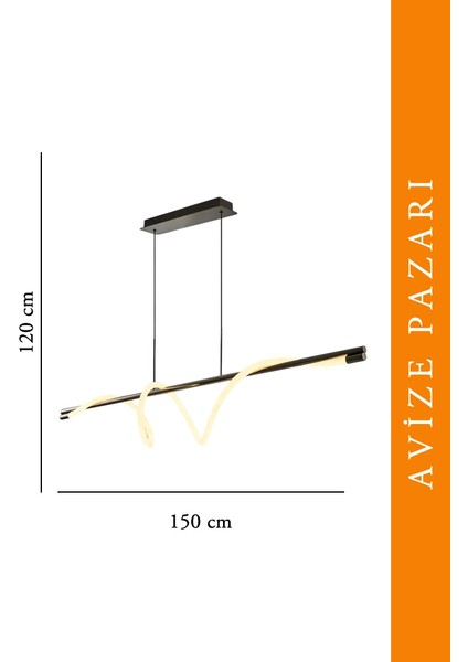 Siyah Renkli Ledli Yumuşak Boru Avize modelleri