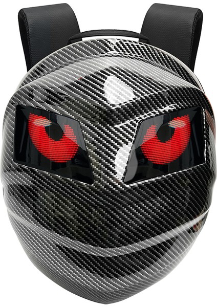 Karbon Fiber LED Gözlü Akıllı Sırt Çantası – Sert Kasa, USB Şarj Girişli, Işıklı Teknolojik Çanta