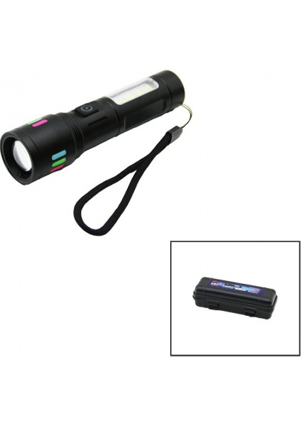 Metal Gövde 2ın1=zoom - Rgb 9 LED El Feneri USB Şarjlı Mini Pls.kutulu (5324)