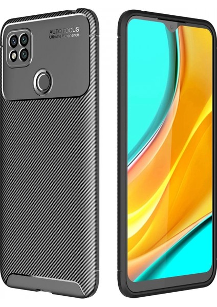 Xiaomi Redmi 9c Kılıf Auto Focus Karbon Kapak - Siyah (K95)