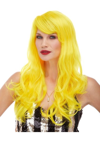 Sarı Renk Uzun Dalgalı Parti Peruğu (5067)