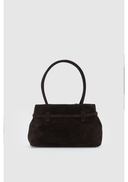 Suvea Kahve Süet Hakiki Deri Omuz Çantası modelleri