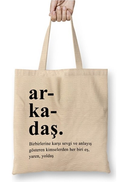 Arkadaş Arkadaşa Hediye Bez Çanta Uzun Saplı Alışveriş Çantası Plaj Çantası