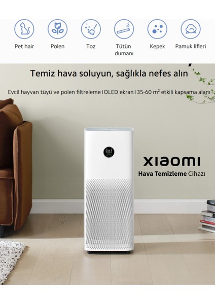 Dokunmatik Ekran, Hepa Filtreli Çift Teknolojili, Akıllı Hava Temizleyici, 43M2 Alan Etkili