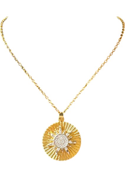 Çelik Gold Taşlı Güneş Figürlü Kolye fiyatları