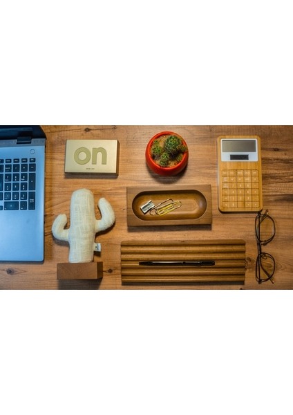 Kayigo Woody Açık Kahverengi Üçlü Ofis Seti - Krem Kaktüs