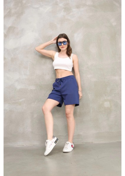 Osy Modal Yumuşak Dokulu Kumaş Kadın Kısa Şort - Mavi -Vlmr fiyatları