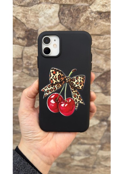 Iphone 11 Uyumlu Kiraz Leopar Fiyonk Desenli Silikon Darbe Emici Klasik Korumalı Rubber Kılıf 277 fiyatları