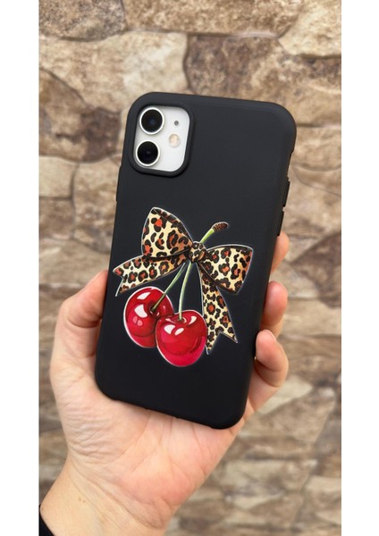 Iphone 11 Uyumlu Kiraz Leopar Fiyonk Desenli Silikon Darbe Emici Klasik Korumalı Rubber Kılıf 277 modelleri