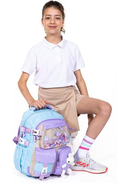 Ortopedik Lüks Kumaş Çok Gözlü Çocuk Ilkokul Sırt Çantası