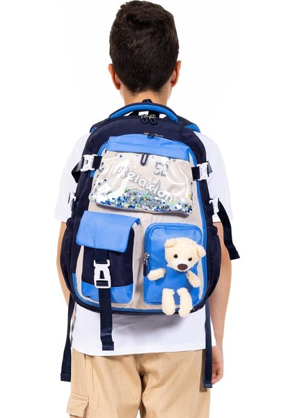 Ortopedik Lüks Kumaş Çok Gözlü Çocuk Ilkokul Sırt Çantası