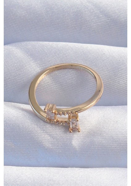 bulurum pirinç gold renk zirkon taşlı geometrik ayarlanabilir yüzük fiyatları