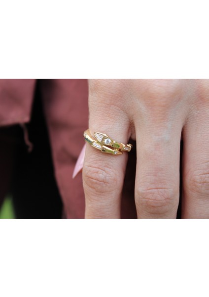 14 Ayar Altın Bvlgarı Model Taşlı Yüzük