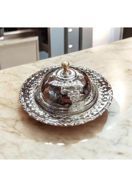 Bakır Lokumluk 7 cm Kahve Yanı Lokumluk Bakır Şekerlik Mini Boy Çekiç Dövmeli Lokumluk