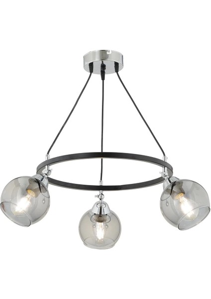 Flora 3'lü Krom Modern Çemberli Avize