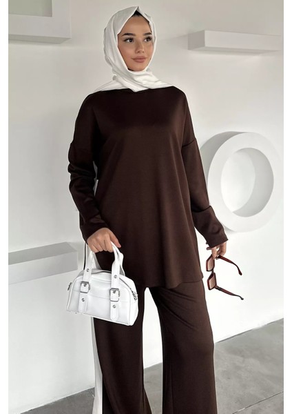 Şerit Desenli Tunik Bel Lastikli Pantolon Tesettür Ikili Takım P-00018892 fiyatları