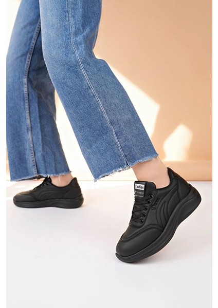 Yexo Premium Süper Ortopedik Bağcıklı Siyah Kadın Sneaker fiyatları