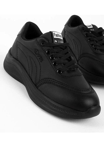 Yexo Premium Süper Ortopedik Bağcıklı Siyah Kadın Sneaker fırsatları