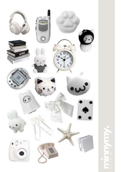 White Collection Sticker, Çıkartma, Ajanda, Günlük, Planlayıcı, Bullet Journal ,scrapbook