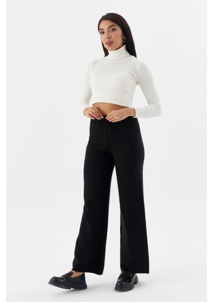 Beli Ip Bağcıklı Triko Pantolon Sıyah modelleri