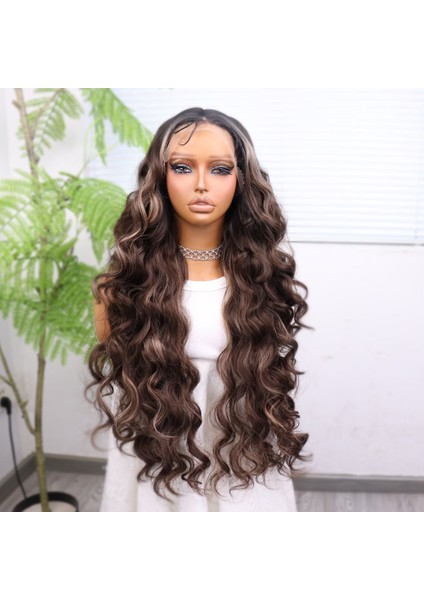 Koyu Kestane Açık Kumral Ombreli Balköpüğü Işıltılı Fiber Sentetik Tül Peruk fiyatları