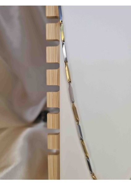 Erkek Çelik Gümüş Altın Renk Geometrik Baklava Model Zincir Kolye – Kararma Yapmaz, 56 cm fiyatları