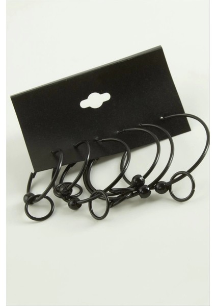 Noktalı Iç Içe Metal Halka Küpe 6 Adet